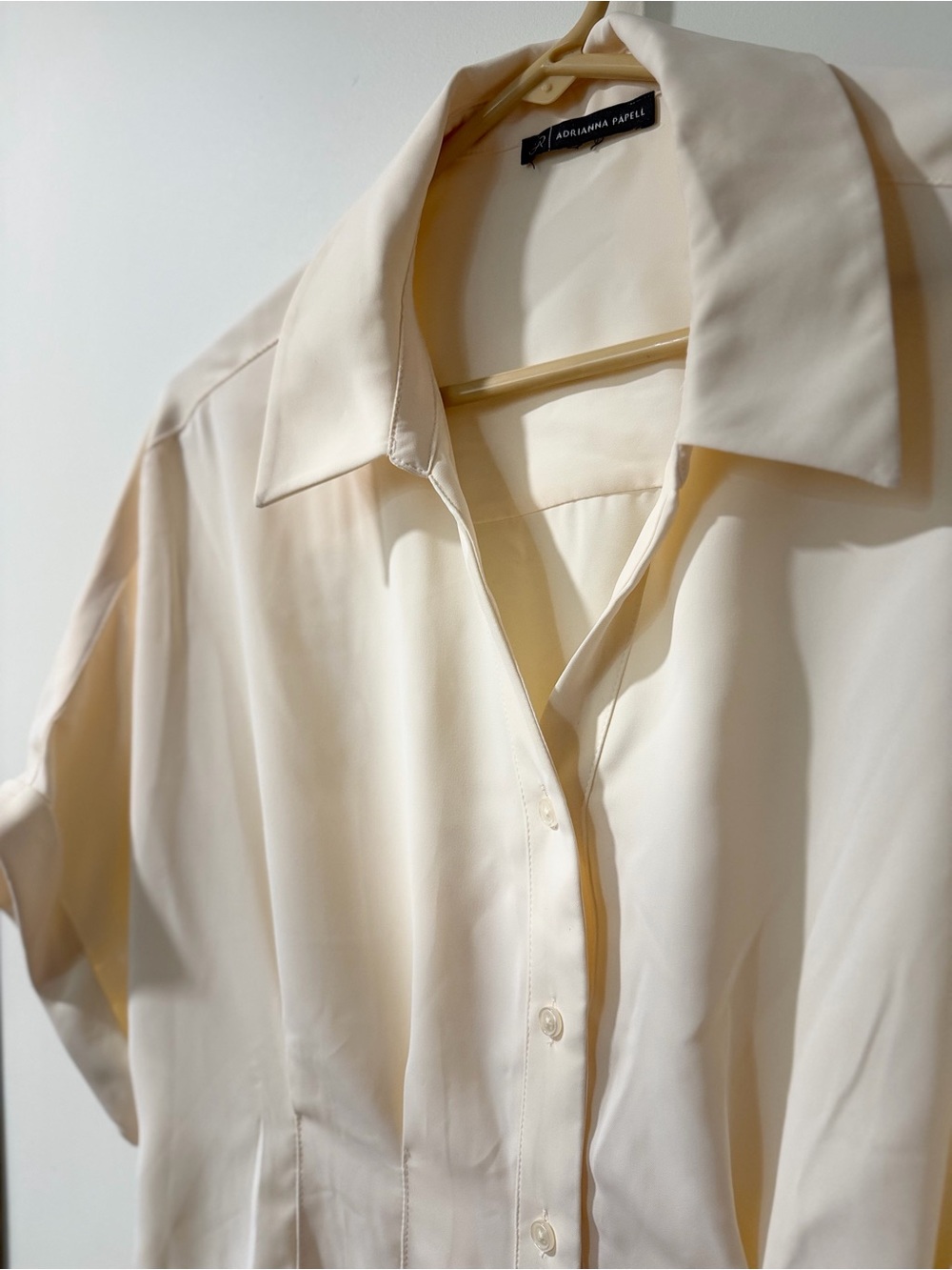 Adrianna Papell Cream Short-Sleeve Button Front Blouse - Picture 2 of 3
